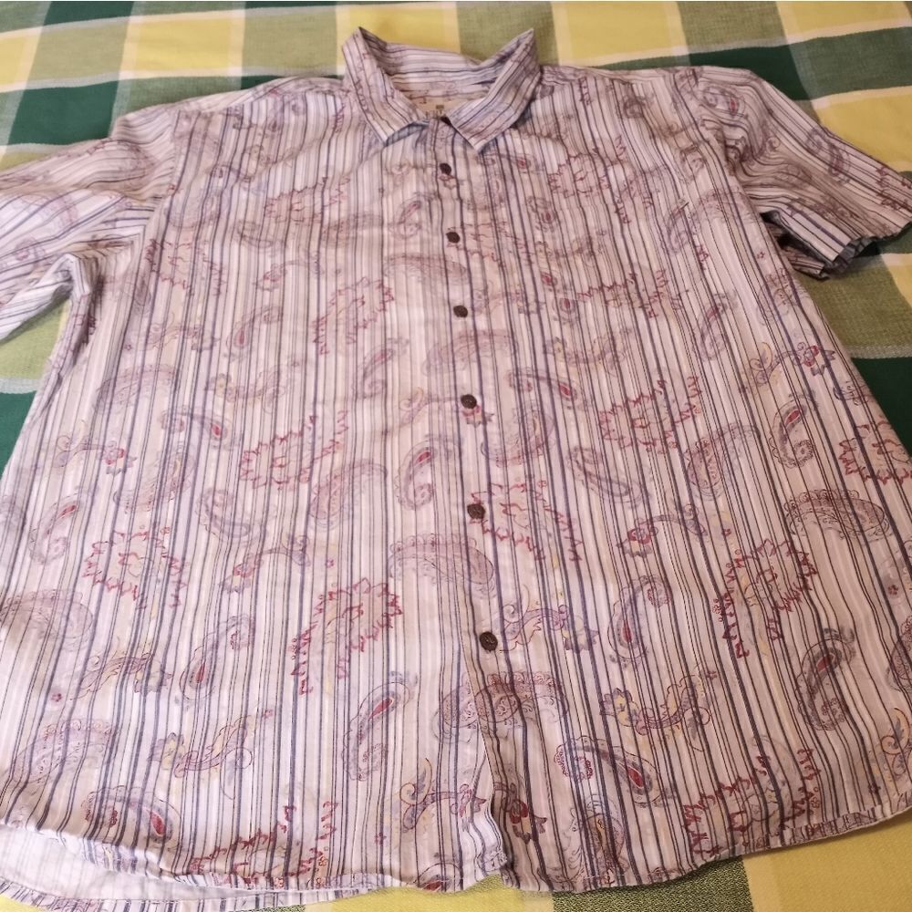 Solitude XL Shortsleeves Strips Multicolored Pocket Button Up Men's Shirt